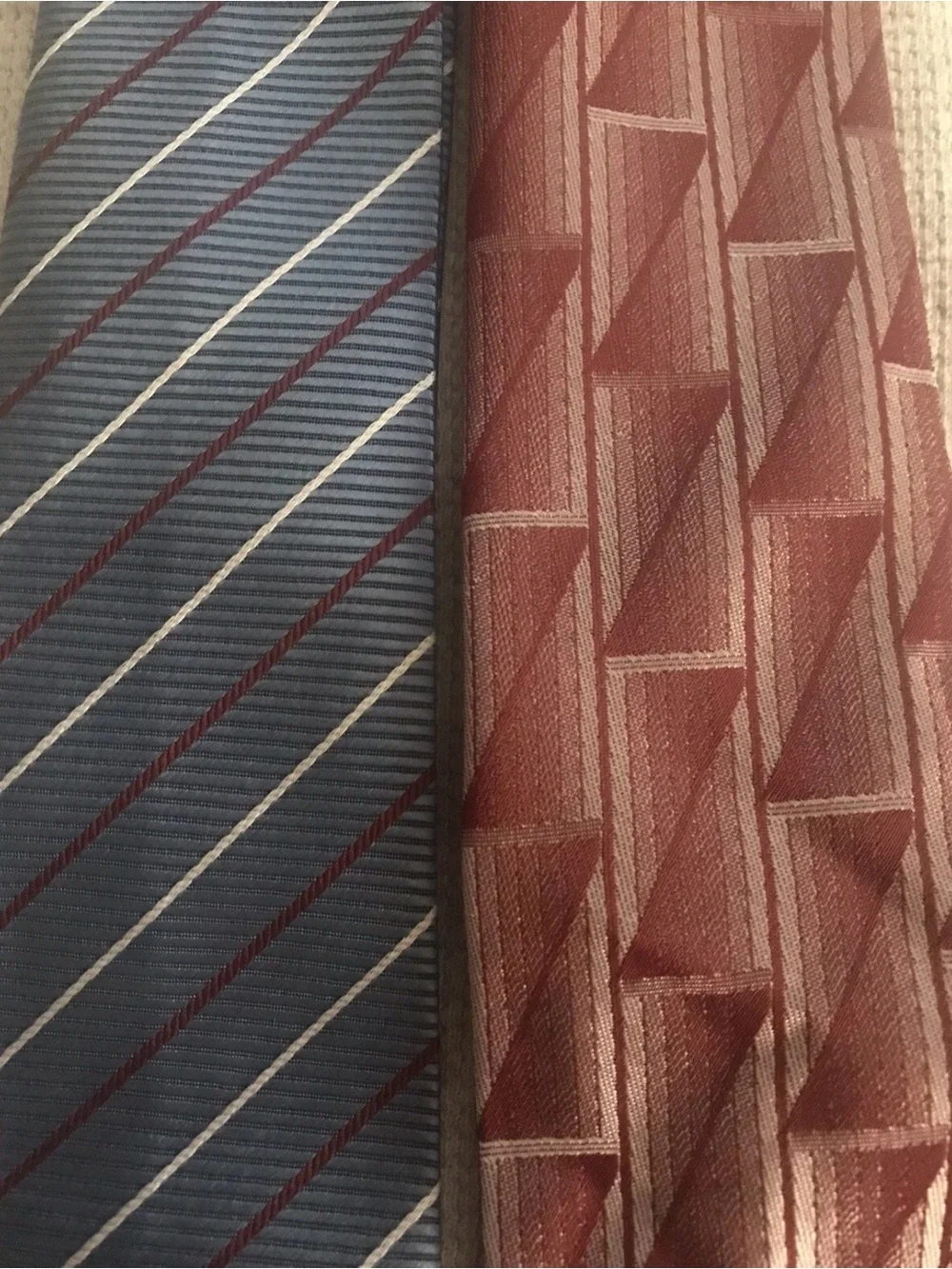 Clip On Ties Blue Stripes & Maroon & Gray Geometric Kids Ties Set Teflon Treated